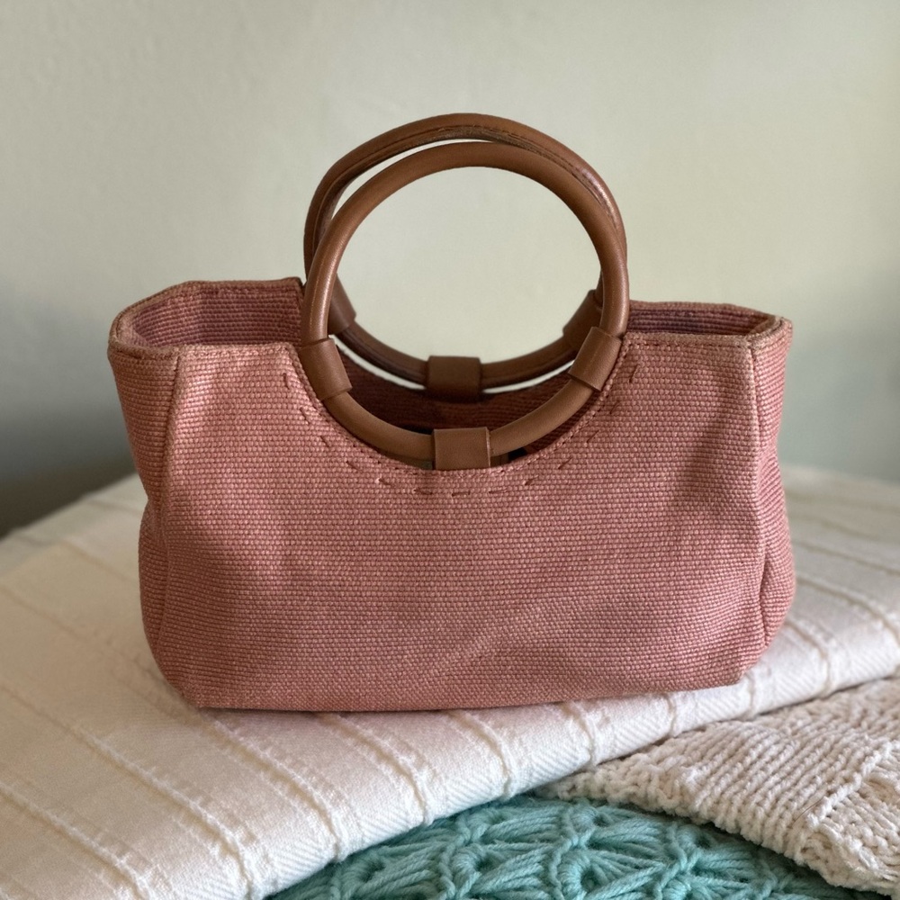 Fossil Pink Mini Bag with Brown Handles